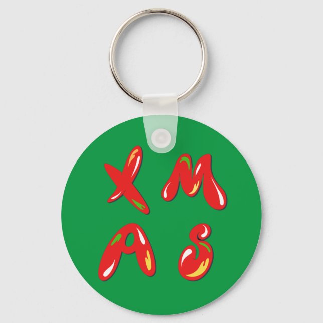 Xmas Bubble Text    Key Ring (Front)