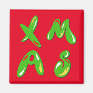 Xmas Bubble Text   Magnet