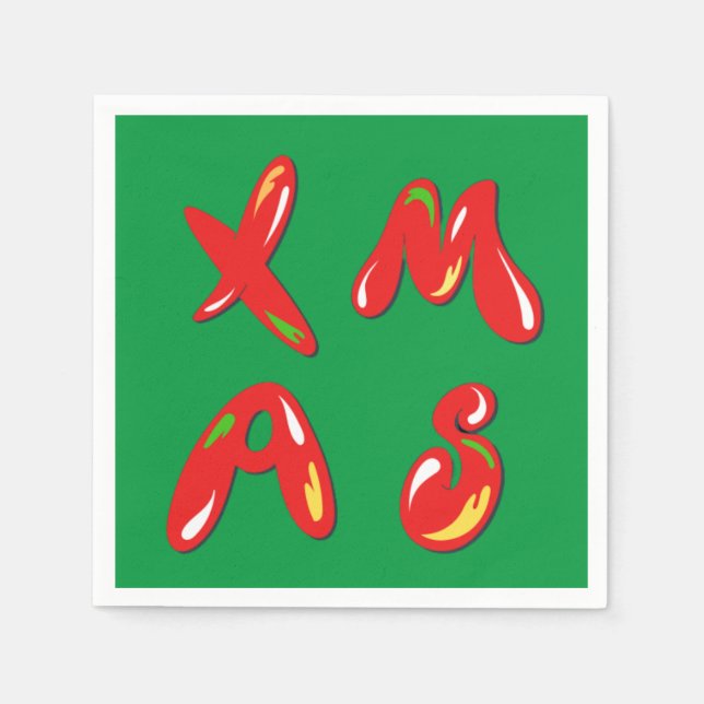 Xmas Bubble Text  Napkin (Front)