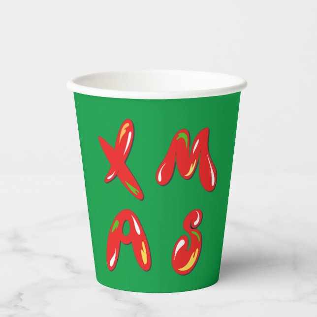 Xmas Bubble Text       Paper Cups (Front)