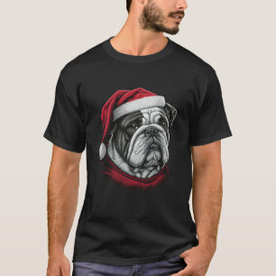 Xmas Bulldog Santa on Christmas Bulldog  T-Shirt