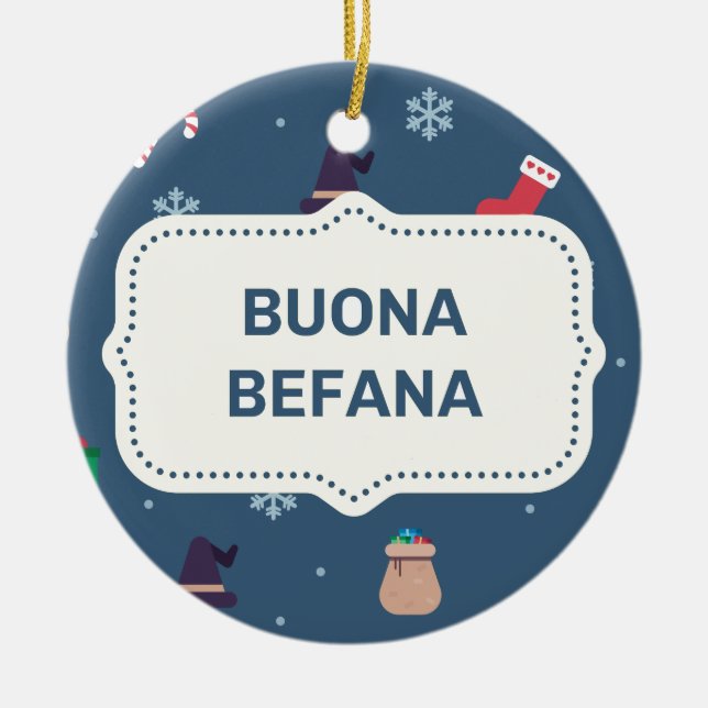 xmas buona Befana Ceramic Tree Decoration (Front)