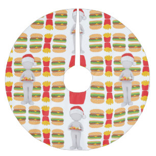 xmas burger santa claus brushed polyester tree skirt