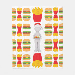 xmas burger santa claus fleece blanket
