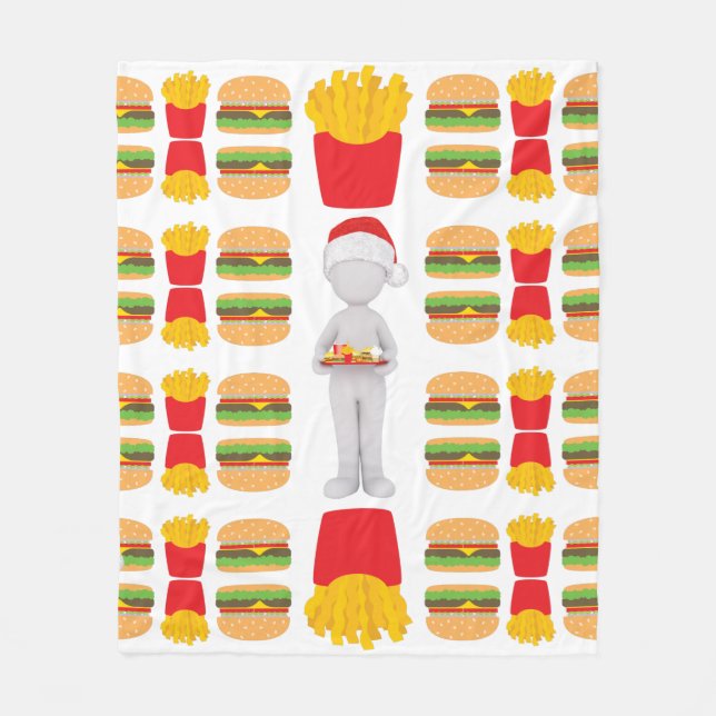 xmas burger santa claus fleece blanket (Front)