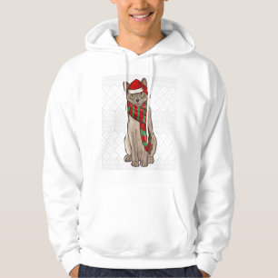 Xmas Burmese Cat Santa Claus Hat Ugly C Hoodie