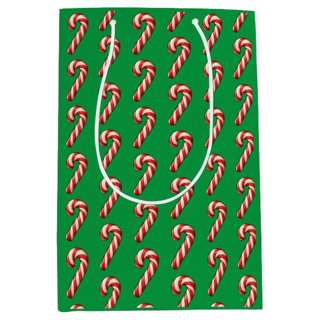 Xmas candy cane pattern medium gift bag (Front)