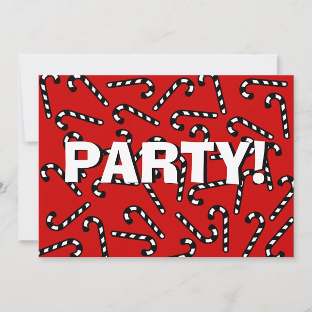 Xmas Candy Canes Invitation (Front)