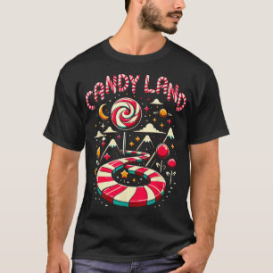 Xmas Candy Land Rainbow Trail Candy Cane Merry  T-Shirt