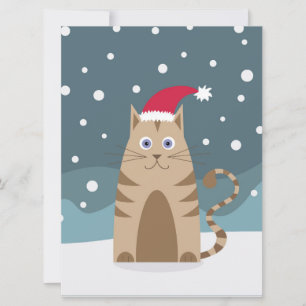 Xmas cat wearing santa hat card