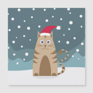 Xmas cat wearing santa hat, funny kitty card