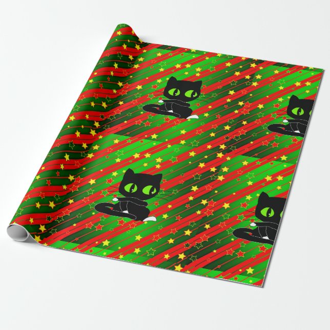 Xmas Cat Wrapping Paper (Unrolled)