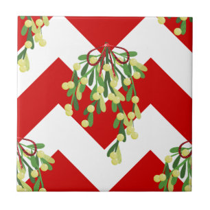 xmas chevron mistletoe tile