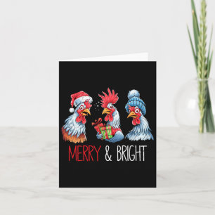 Xmas Chickens Santa Hat Christmas Farm Animal Funn Card