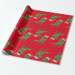 Xmas Christmas Dino T-Rex Santa Wrapping Paper<br><div class="desc">Xmas Christmas Dino T-Rex Santa Wrapping Paper</div>