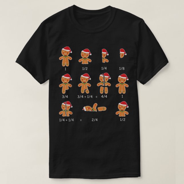 Xmas Cookies Santa Hat Fractions Math Teacher Chri T-Shirt (Design Front)