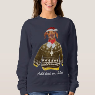 Xmas Cream Dachshund Ugly Christmas Weiner Dog Mum Sweatshirt