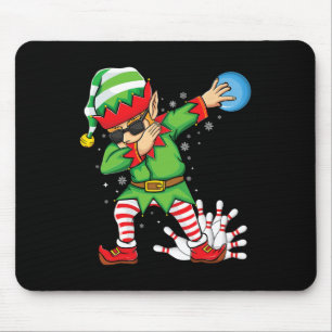 Xmas Dabbing Elf Bowling Ll And Pins Christmas Bow Mouse Pad