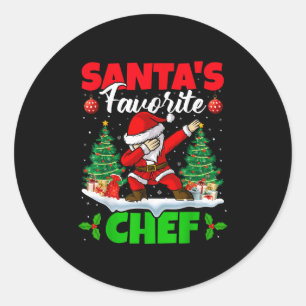 Xmas Dabbing Santa's Favorite Chef Christmas  Classic Round Sticker