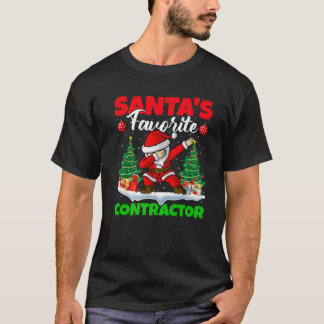 Xmas Dabbing Santa's Favourite Contractor Christma T-Shirt