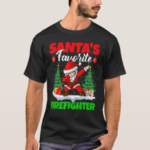 Xmas Dabbing Santa's Favourite Firefighter Christm T-Shirt