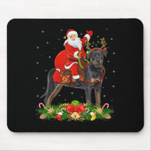 Xmas Decor Funny Santa Riding Rottweiler Dog Chris Mouse Pad
