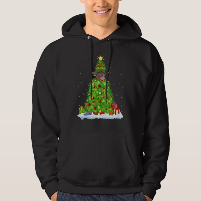 Xmas Decorations Lights Santa Buffalo Christmas Tr Hoodie (Front)