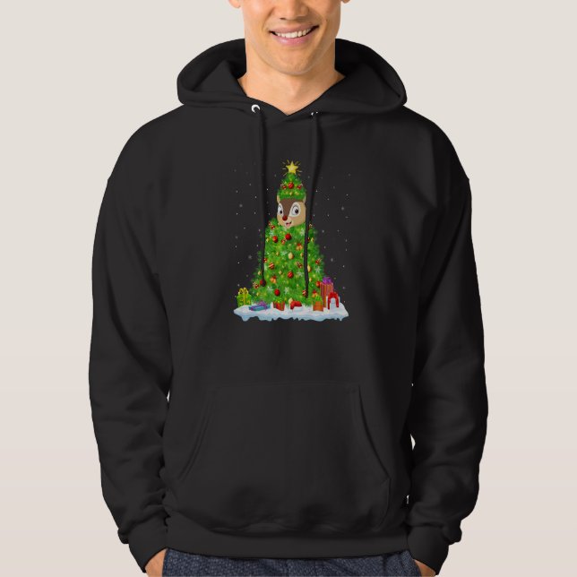 Xmas Decorations Lights Santa Chipmunk Christmas T Hoodie (Front)