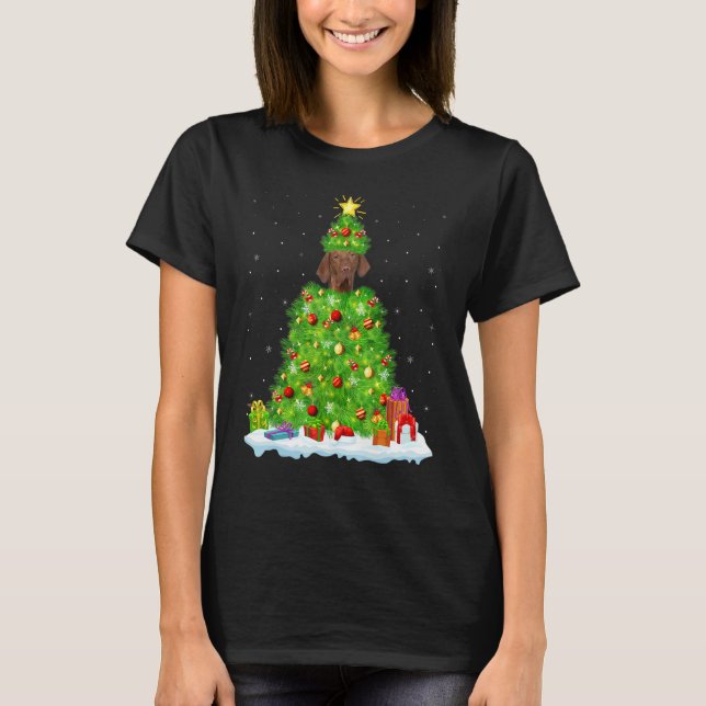 Xmas Decorations Lights Santa Coonhound Dog Christ T-Shirt (Front)