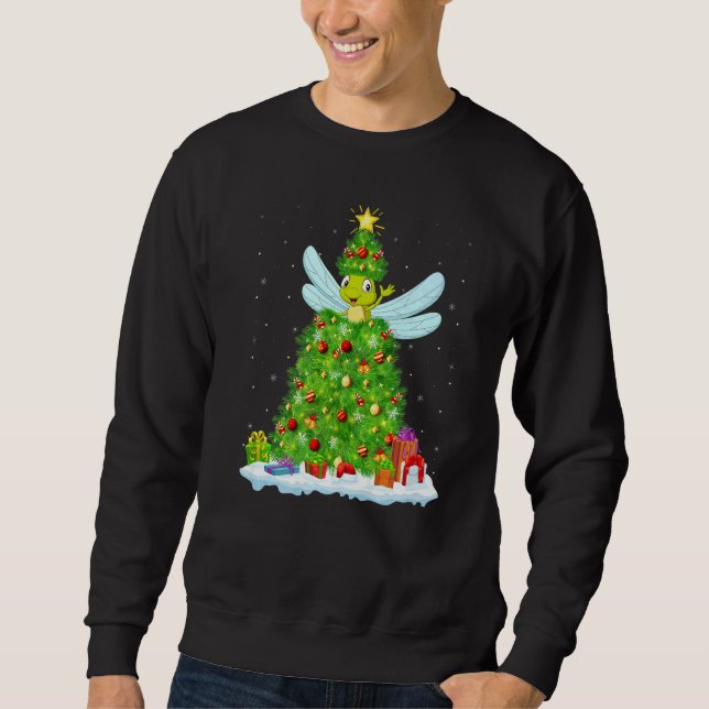 Xmas Decorations Lights Santa Dragonfly Christmas  Sweatshirt (Front)