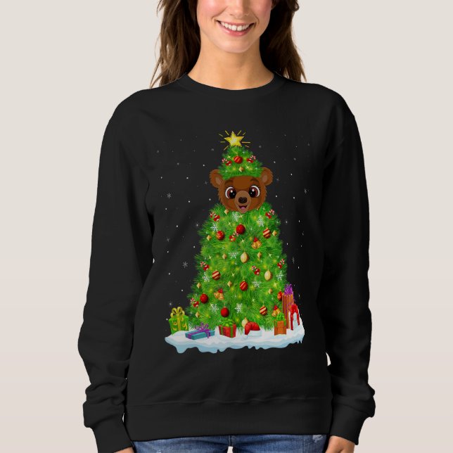 Xmas Decorations Lights Santa Grizzly Bear Christm Sweatshirt (Front)