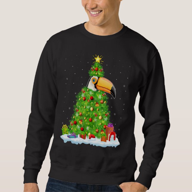 Xmas Decorations Lights Santa Hornbill Bird Christ Sweatshirt (Front)