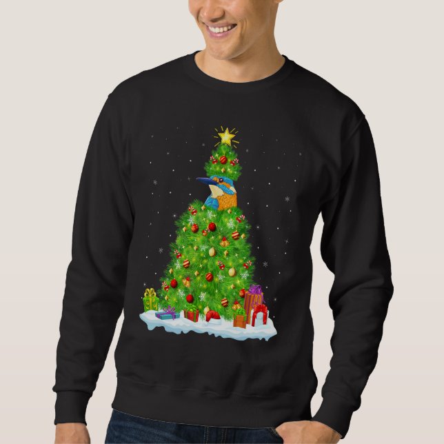 Xmas Decorations Lights Santa Kingfisher Bird Chri Sweatshirt (Front)