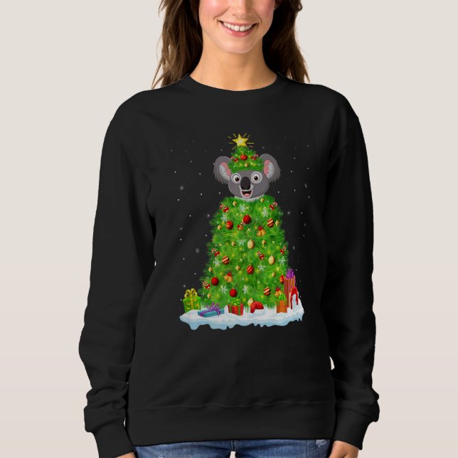 Xmas Decorations Lights Santa Koala Christmas Tree Sweatshirt (Front)
