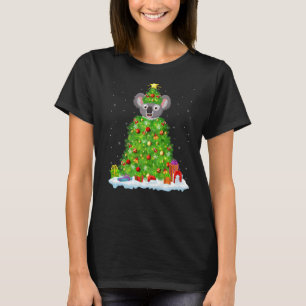 Xmas Decorations Lights Santa Koala Christmas Tree T-Shirt