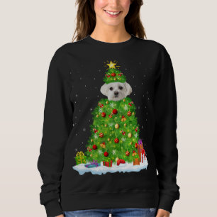 Xmas Decorations Lights Santa Maltese Dog Christma Sweatshirt