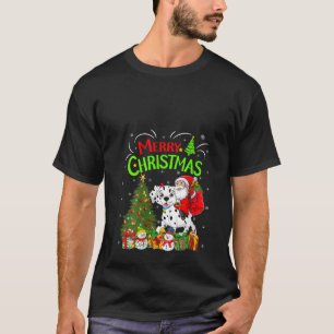 Xmas Decorations Lights Santa Riding Dalmatian Dog T-Shirt