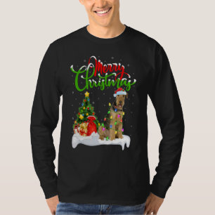 Xmas Decorations Santa Airedale Terrier Dog Christ T-Shirt