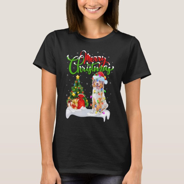 Xmas Decorations Santa Australian Shepherd Dog Chr T-Shirt (Front)