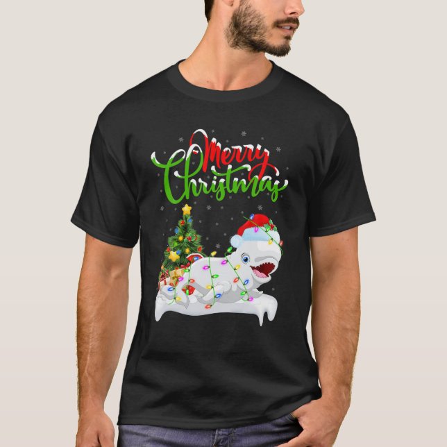 Xmas Decorations Santa Beluga Whale Christmas T-Shirt (Front)