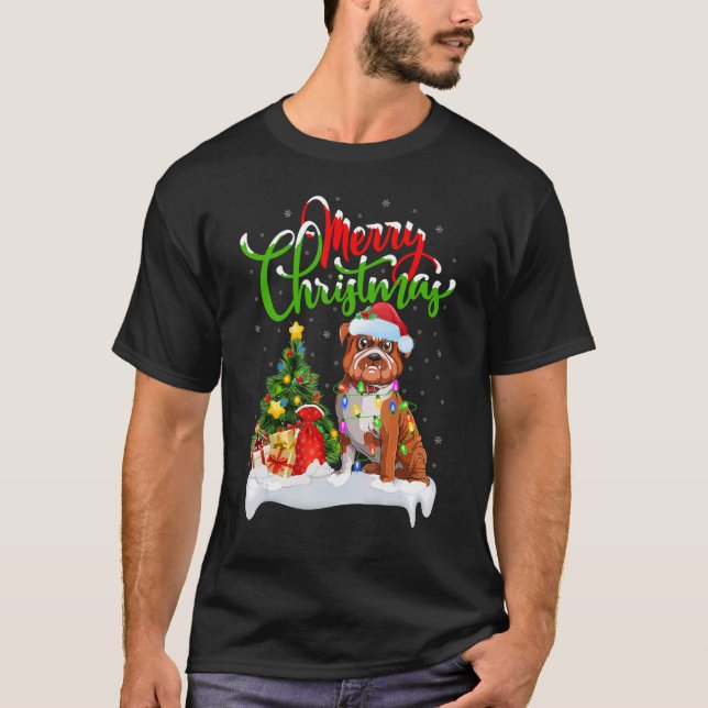 Xmas Decorations Santa Bulldog Christmas T-Shirt (Front)
