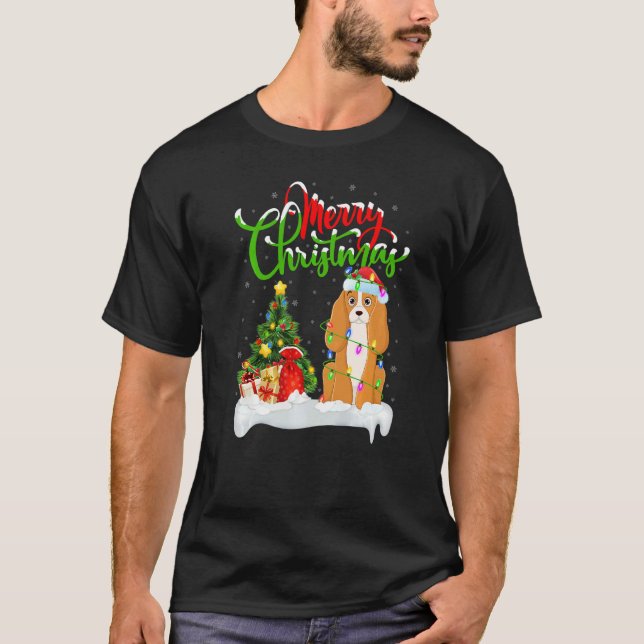 Xmas Decorations Santa Cocker Spaniel Dog Christma T-Shirt (Front)