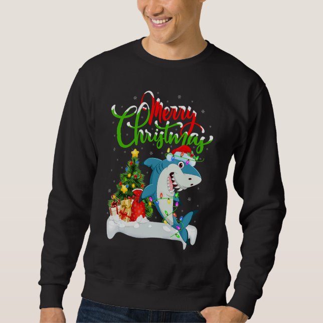 Xmas Decorations Santa Great White Shark Christmas Sweatshirt (Front)