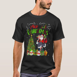 Xmas Decorations Tree Lights Santa Riding Ostrich T-Shirt