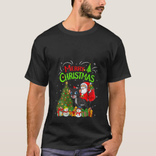 Xmas Decorations Tree Lights Santa Riding Panther T-Shirt