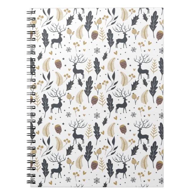 Xmas Deer and Leaves Joyful Greetings Collection Notebook (Front)