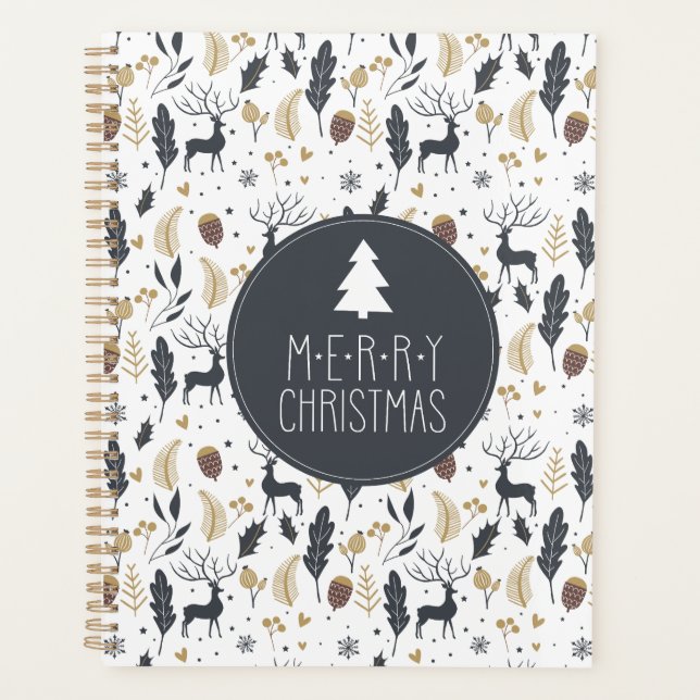 Xmas Deer and Leaves Joyful Greetings Collection Planner (Front)
