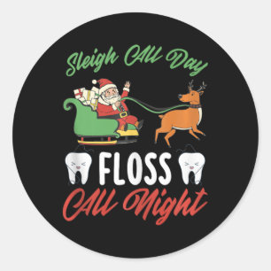 Xmas Dentist Holiday Dental Office Funny Christmas Classic Round Sticker
