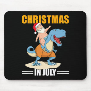 Xmas Dinosaur Summer Christmas In July Santa In Ju Mouse Pad