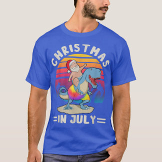 Xmas dinosaur summer christmas in july santa in ju T-Shirt